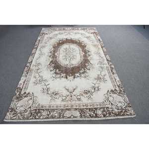 Vintage Turkish Large Rug 5.1x8.9 ft, <b>Brown</b> Camouflage Rug <b>Wool</b> - Product Image 3