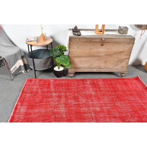 Alfombra ecológica de lana Roja turca Vintage 4x6, 5 pies moderna área grande patrón de retazos decoración de comedor respaldo de látex - Product Image 2
