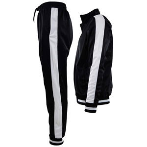 Custom Plus Size Men's Sports <b>Jogger</b> Sets <b>Oversize</b> Heavyweight French Terry Striped Hoodie and Sweatpants 2 Piece Set - Product Image 3