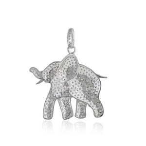 Charme éléphant aux yeux de rubis en diamant naturel pavé, pendentif en argent sterling 925, bijoux fins en gros - Product Image 3