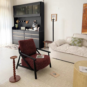 <span class=keywords><strong>Fauteuil</strong></span> de salon moderne avec structure en bois massif et revêtement en tissu |   <span class=keywords><strong>Fauteuil</strong></span> d'appoint minimaliste pour salon - Product Image 3