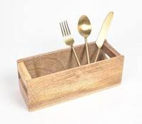 Porte-couverts en bois naturel avec papier serviette pour la maison hôtels dessus de table boîte à couverts en bois pour vente personnalisée