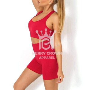 Conjunto de Yoga de dos piezas de alta calidad para mujer Sujetador deportivo y pantalones cortos de LICRA Logotipo personalizado Ropa deportiva de algodón para fitness - Product Image 3