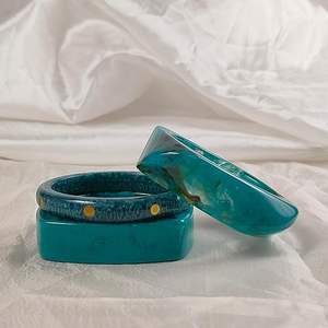 กำไลข้อมือเรซิ่นหลากสีสัน ทำมือ ดีไซน์หนา  งานฝีมืออะคริลิก  เครื่องประดับแฟชั่นโดดเด่น  กำไลซ้อนกันได้ สำหรับอินเดีย กำไลทำมือ - Product Image 2