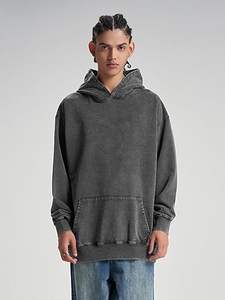 Boolletcorp alta calidad Unisex invierno abajo hombro Sudadera con capucha liso teñido con servicio OEM hombres Sudadera con capucha y sudadera - Product Image 2