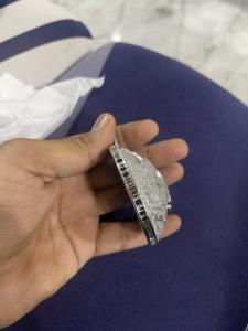 3.30Ct Corte redondo Real Moissanite Personalizar Carta Colgante 14K Chapado en oro blanco - Product Image 2