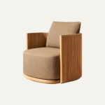 Luca Eco-Friendly Modern Swivel <b>Lounge</b> <b>Chair</b> with Upholstered Fabric Solid Teak Wood Base for Living Room Apartment & Hotel Use - Product Image 4