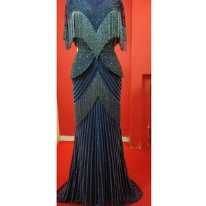 Robe perlée de luxe d'approvisionnement direct d'usine pour les événements formels avec des perles étincelantes appliquées à la main disponibles au prix d'usine - Product Image 1