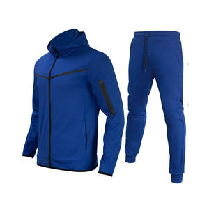 Ensemble de pantalons de survêtement et sweat à capuche zippé double couche de couleur personnalisée Survêtements unisexes en molleton de polyester - Product Image 2