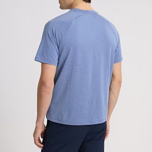 เสื้อยืด OEM ODM ผ้าฝ้ายออร์แกนิค 100% คุณภาพพรีเมียม ทรงเข้ารูป สีน้ำเงิน เสื้อยืดผู้ชาย คอโอ แขนราแกลน ดีไซน์เรียบหรู - Product Image 2