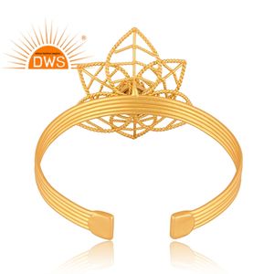 Meilleure vente en argent sterling plaqué or 18 carats perle naturelle manchette bracelet demi-bijoux fins pour femme cadeau pour elle - Product Image 3