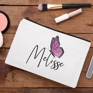 Personalized Eco-Friendly Zipper Closure <b>Makeup</b> <b>Case</b> Large Capacity Butterfly Cosmetic Bag Grandmother and Mother's Day Gift - Product Image 6