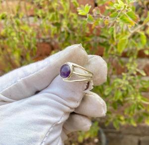 Anillo de declaración clásico de Plata de Ley 925 para mujer, de amatista Natural piedra preciosa, ajuste de bisel de corte brillante, compromiso, fiesta de boda - Product Image 4