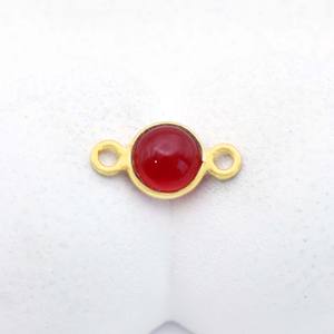 คอนเนคเตอร์ Carnelian BEZEL ชุบทองเรียบอัญมณีเชื่อมแฮนด์เมดเสน่ห์เล็กๆสำหรับทำเครื่องประดับ - Product Image 1