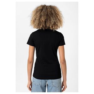 T-shirt da donna con scollo a V profondo a manica corta in cotone compatto ricamato Slim Fit - Product Image 3