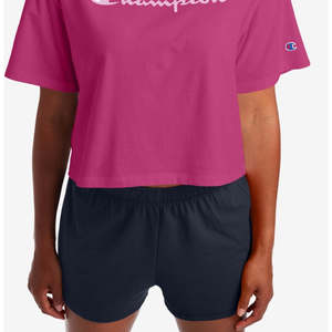 Top Pullover Corto da Donna Champion Rosa XS con Logo, in Jersey di Cotone Traspirante, Vestibilità Slim, Stile Sexy Corto - Product Image 3
