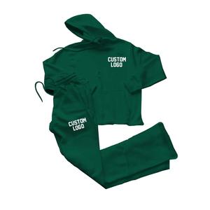 Ensemble de vêtements de sport d'hiver pour hommes Survêtement doublé polaire avec sweat à capuche zippé Pantalon de jogging 100% coton Polyester Motif solide - Product Image 2