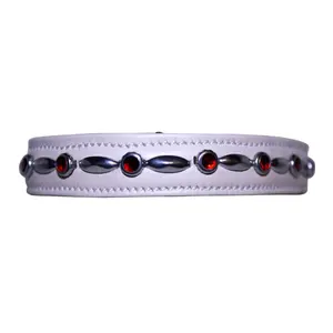 Dog Collar Personalized Leather Made with Sparkly Crystal Diamonds Studded - Shining Pet Appearance for Large Dog Walking