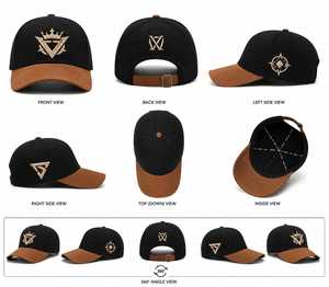 Gorra de Béisbol Deportiva de 5 Paneles de Gamuza Negra y Marrón Premium con Bordado Estilo Hip Hop - Product Image 6