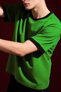 T-shirt ample et court à coupe carrée avec impression numérique personnalisée, blanc, 100% coton tricoté respirant pour homme - Product Image 6