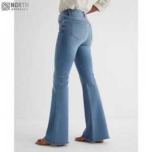 Wholesale Custom <b>Women</b> Straight 3D Ripped Denim <b>Jeans</b> Breathable Casual Mid Waist - Product Image 4