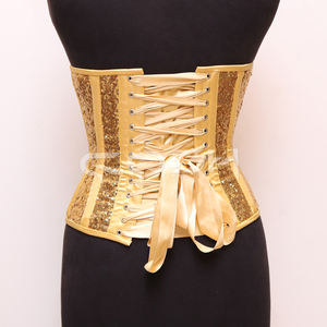 Corset amincissant glamour en gros, avec sequins dorés brillants, sous-poitrine, pour soirée, par le fabricant - Product Image 6
