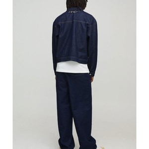 Veste en jean formelle élégante pour homme en gros, col montant, respirante, en toile, motif uni, logo personnalisé, 100% coton - Product Image 2