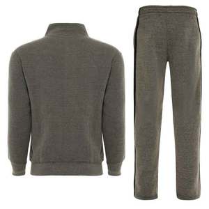 Ensemble de survêtements en molleton de coton 100% pour homme, gris avec rayures noires, fermeture à glissière, vêtements de sport et de sport avec logo - Product Image 5