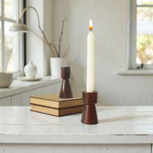 Hand Polished Embossed Round <b>Wooden</b> <b>Candlestick</b> <b>Holder</b> Candle Stand for Luxury Home Decoration - Product Image 6