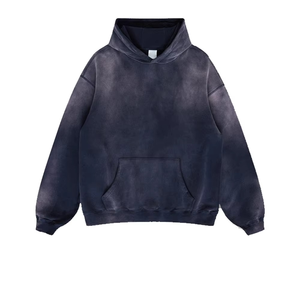 Sudadera con Capucha de Estilo Vintage, Lavado Ácido, para Hombre, Invierno, Forro Polar Grueso, 100% Algodón, Casual, Transpirable, Ecológica, Colores Personalizados - Product Image 3
