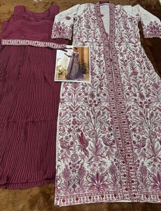 Pure Heavy Chinon <b>Women's</b> Party <b>Kurta</b> with Self Embroidery and Patchwork Design - Product Image 5