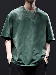 เสื้อยืดผู้ชายผ้าฝ้ายฟอกกรดแบบหลวมสำหรับผู้ชายเสื้อยืดพิมพ์ลายสกรีนลายว่างเปล่าโอเวอร์ไซส์ออกแบบได้ตาม100 - Product Image 3