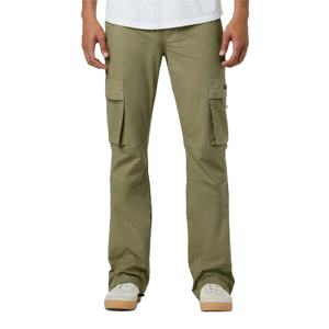 Pantalon cargo mi-taille en toile olive personnalisé, tendance et unique, avec jambes évasées et poches fonctionnelles pour homme décontracté - Product Image 1