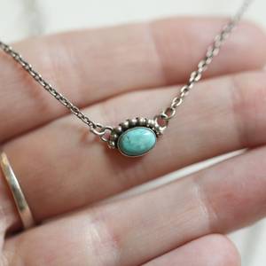Yeux brillants Dainty Turquoise Collier Plaqué Or Pendentif En Argent Sterling Chaîne Lunette Réglage Minimaliste Bijoux Cadeau pour Elle - Product Image 5