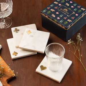 Sous-verres en pierre Marbre luxueux Finition en pierre naturelle Écologique Idéal pour la décoration de table basse et la protection de la salle à manger - Product Image 4