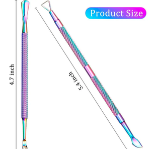 Empujador de cutículas de uñas de Metal profesional, herramienta de arte cortadora de acero inoxidable curvo para eliminación de piel muerta, uso de dedos - Product Image 2
