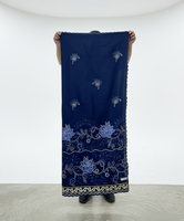 Châle léger et respirant en voile de coton avec dentelle et strass, style Dubaï, motif floral, pour femmes musulmanes africaines - Vente en gros