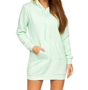 Sólido liso color claro logotipo personalizado precio razonable largo con capucha cordón Sudadera con capucha para las mujeres - Product Image 2