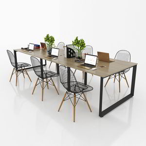 Pieds de bureau en acier inoxydable de style industriel 3600x1200, cadre triangulaire avec design moderne et joints emboîtables pour hôtels - Product Image 5