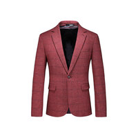 Jas Blazer Bermotif Slim Fit Sport OEM untuk Pesta, Dua Kancing, Custom 3 Potong Jas Pria