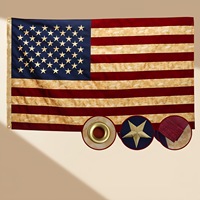 Drapeau d'extérieur robuste de 3x5 pieds, style vintage, teinté effet vieilli, avec motif du drapeau national américain brodé
