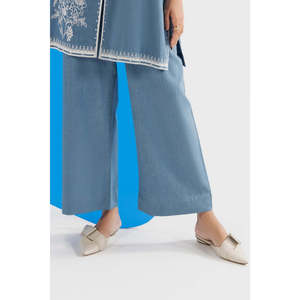 Pantalones Anchos de Mezclilla Azul para Mujer, Transpirables, Bordados, con Estampado Floral, Cintura Alta, Corte Holgado, Talla XL - Product Image 2