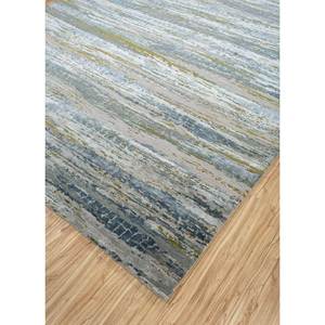 Tapis en laine et soie de bambou noué à la main Kavi gris et noir, design Théorie du Chaos, style bohème, rectangulaire pour la maison, le couloir, modèle Esk-433 - Product Image 2