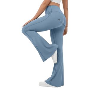 Leggings de yoga taille haute respirants en spandex avec impression par transfert thermique, pantalon évasé pour femmes, extensible, entraînement, fitness - Product Image 6