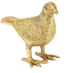 Sculpture d'oiseau en aluminium doré Article décoratif pour le salon et la salle à manger Sculpture artisanale en métal de bureau. - Product Image 2