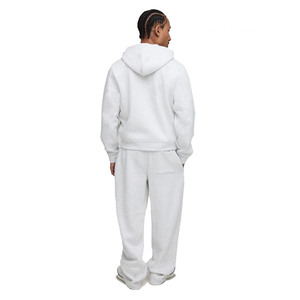 Ensemble de survêtement pour homme en molleton brossé lourd, sweat à capuche zippé en coton doux, survêtement chaud pour l'hiver, streetwear, fournisseur en gros OEM - Product Image 2