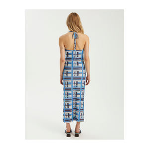 Robe midi en tricot BGN S23D325 avec col halter et motif en dentelle, style féminin élégant, Turquie - Product Image 6