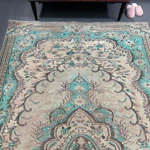 Alfombra de 6.1x10 pies, Alfombra Turca Vintage Grande, Alfombra de Lana Azul - Product Image 3