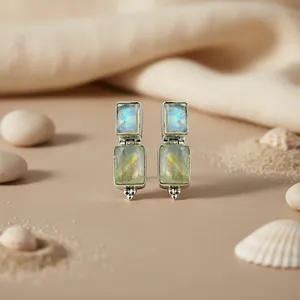 Pendientes de Plata 925 con Piedra Lunar para Mujer, Joyería de Regalo - Product Image 1