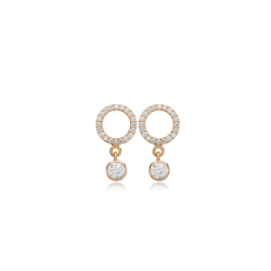 Boucles d'oreilles en CZ clair de conception ronde minimaliste en gros bijoux turcs en argent sterling 925 fabriqués à la main à la mode - Product Image 5